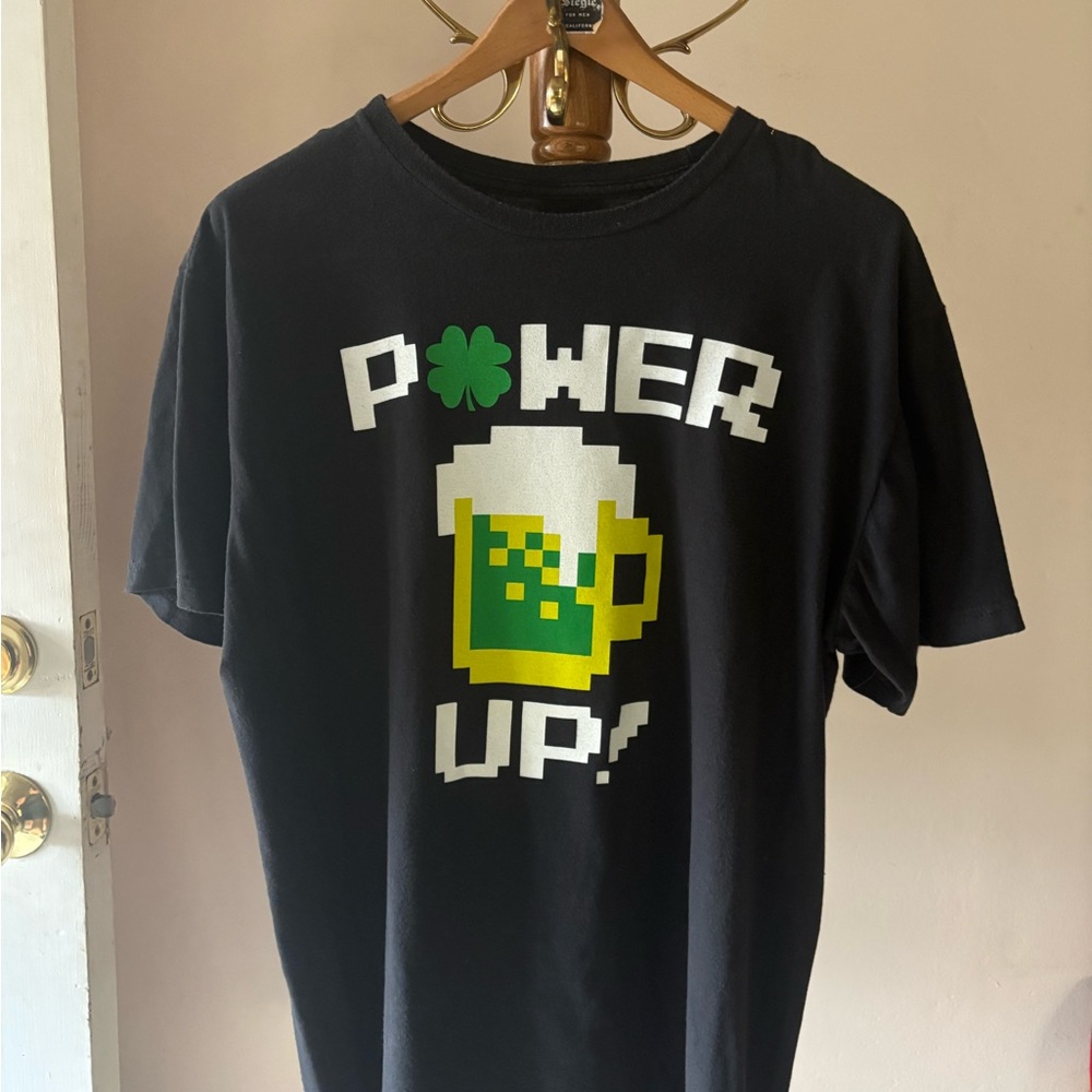 St. Patrick’s Day Nintendo 8-Bit Pixel Mashup ‘Power Up' Graphic T-Shirt